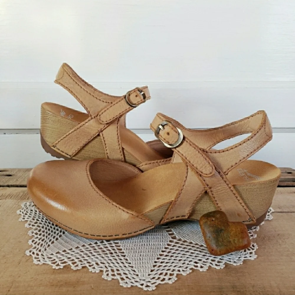 Champagne Dansko Tiffani Mary Jane Clog Sandal Strappy Slingback Boho 39 42 - Picture 2 of 8